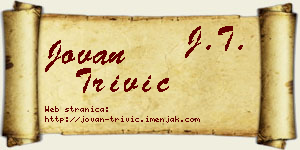 Jovan Trivić vizit kartica